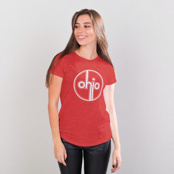 OHIO RETRO VINTAGE CIRCLE RED TRI-BLEND T-SHIRT - D&W Elements