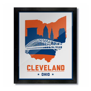 Cleveland, Ohio Skyline Print: White Basketball