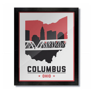 Columbus, Ohio Skyline Print: White Football