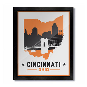 Cincinnati, Ohio Skyline Print: White Football