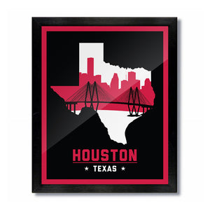 Houston, Texas Skyline Print: Black/Red Basketball
