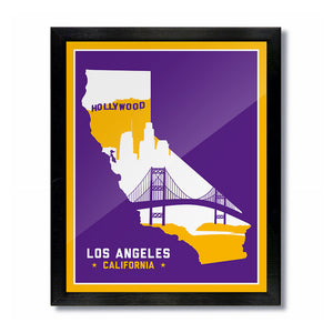 Los Angeles, California Skyline Print: Purple/Gold Basketball