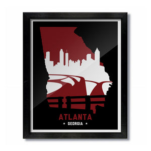 Atlanta, Georgia Skyline Print: Red/Black Football