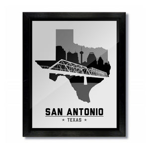 San Antonio, Texas Skyline Print: White Basketball
