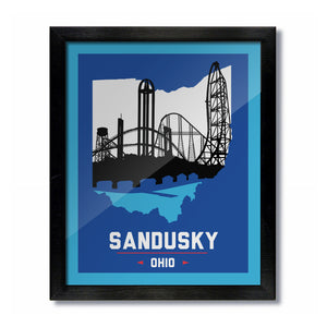Sandusky, Ohio Skyline Print: Blue/White