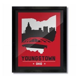 Youngstown, Ohio Skyline Print: Red/Black College