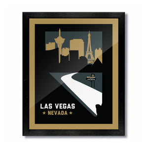 Las Vegas, Nevada Skyline Print: Black/Gold Hockey