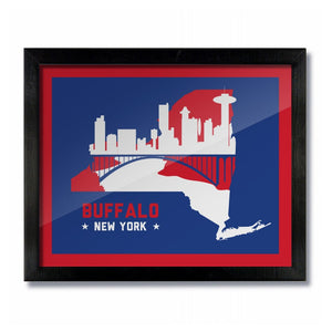 Buffalo, New York Skyline Print: Blue/Red Football