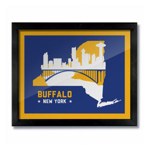Buffalo, New York Skyline Print: Blue/Yellow Hockey