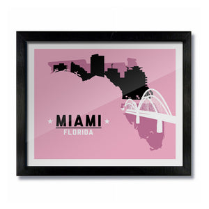 Miami, Florida Skyline Print: Pink/White Soccer