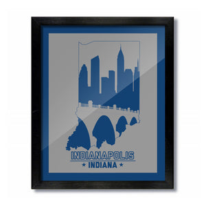 Indianapolis, Indiana Skyline Print: Grey/Blue Basketball