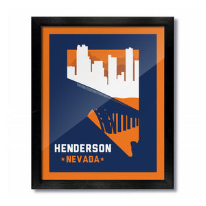Henderson, Nevada Skyline Print: Blue/Orange Baseball