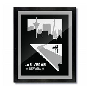 Las Vegas, Nevada Skyline Print: Black/Grey Football