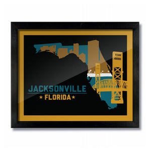Jacksonville, Florida Skyline Print: Black/Yellow Hockey