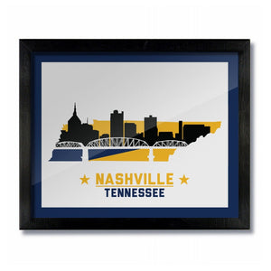 Nashville, Tennessee Skyline Print: Blue/Yellow Hockey