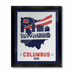 Columbus, Ohio Skyline Flag Print: Hockey White