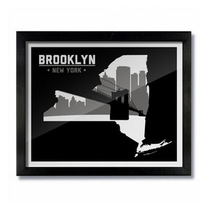 Brooklyn, New York Skyline Print: Black/White Basketball