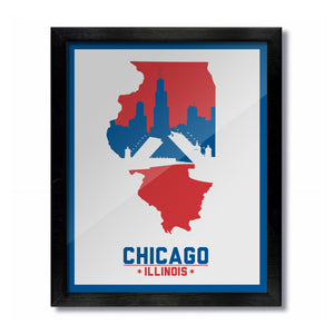 Chicago, Illinois Skyline Print: White/Red Baseball
