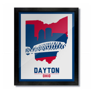 Dayton, Ohio Skyline Print: White Basketball