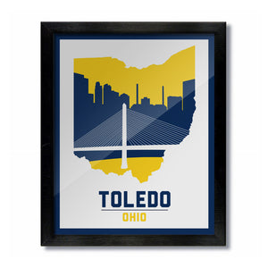 Toledo, Ohio Skyline Print: White Football