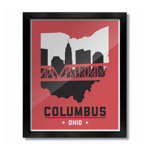 Columbus, Ohio Skyline Print: Red Star