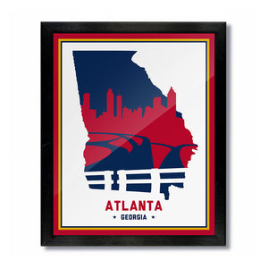 Atlanta, Georgia Skyline Print: White/Blue Baseball