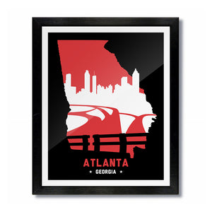 Atlanta, Georgia Skyline Print: Red/Black Basketball