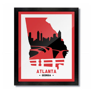 Atlanta, Georgia Skyline Print: White Red/Black Basketball