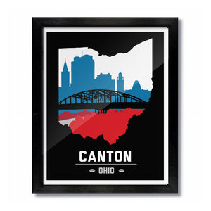 Canton, Ohio Skyline Print: Blue/Red