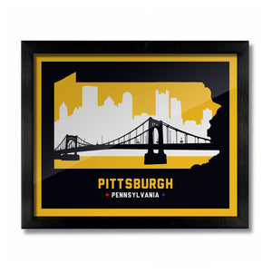 Pittsburgh, Pennsylvania Skyline Print: Black Yellow Football