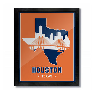 Houston, Texas Skyline Print: Orange Baseball
