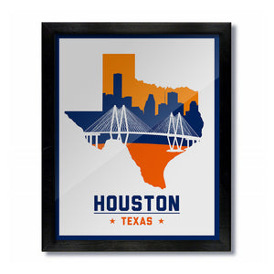 Houston, Texas Skyline Print: White Baseball