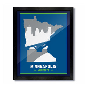 Minneapolis, Minnesota Skyline Print: Blue Basketball