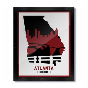 Atlanta, Georgia Skyline Print: White Red/Black Football