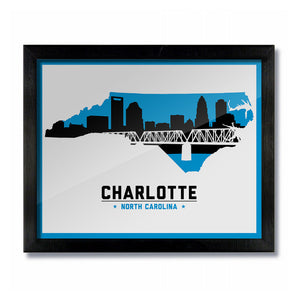 Charlotte, North Carolina Skyline Print: White Football