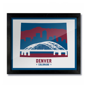 Denver Colorado Skyline Print: White Hockey