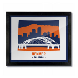 Denver Colorado Skyline Print: White Football