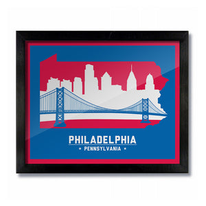 Philadelphia, Pennsylvania Skyline Print: Blue/Red  Basketball