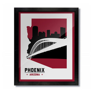 Phoenix Arizona Skyline Print: White Football