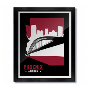 Phoenix Arizona Skyline Print: Red/Black Football