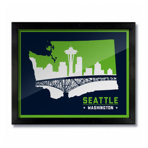Seattle, Washington Skyline Print: Blue Football