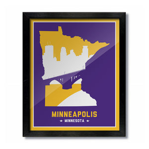 Minneapolis, Minnesota Skyline Print: Purple/Gold Football